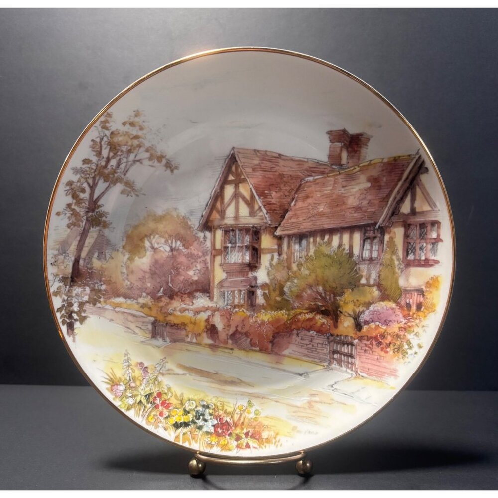 Heritage Regency Collection Bone China Plate England Cottage Scene Vintage 80s